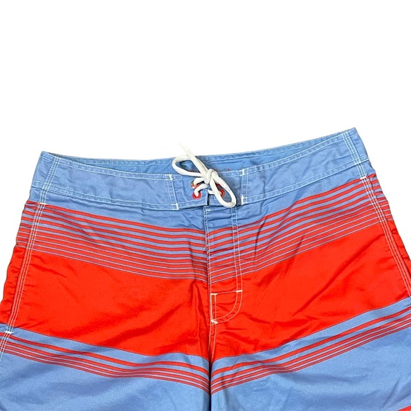 Gap‎ Striped Boardshort Hi-Rise Pockets Hybrid Tie Waist Swim Trunks Men Large - Picture 2 of 8